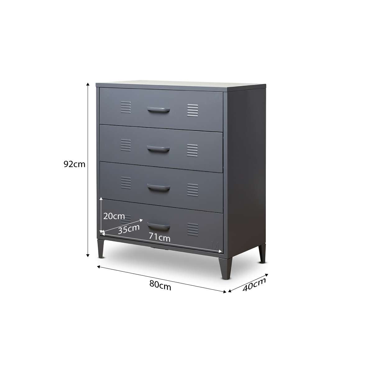 Mocka Original Four Drawer - Steele | Bedroom Storage