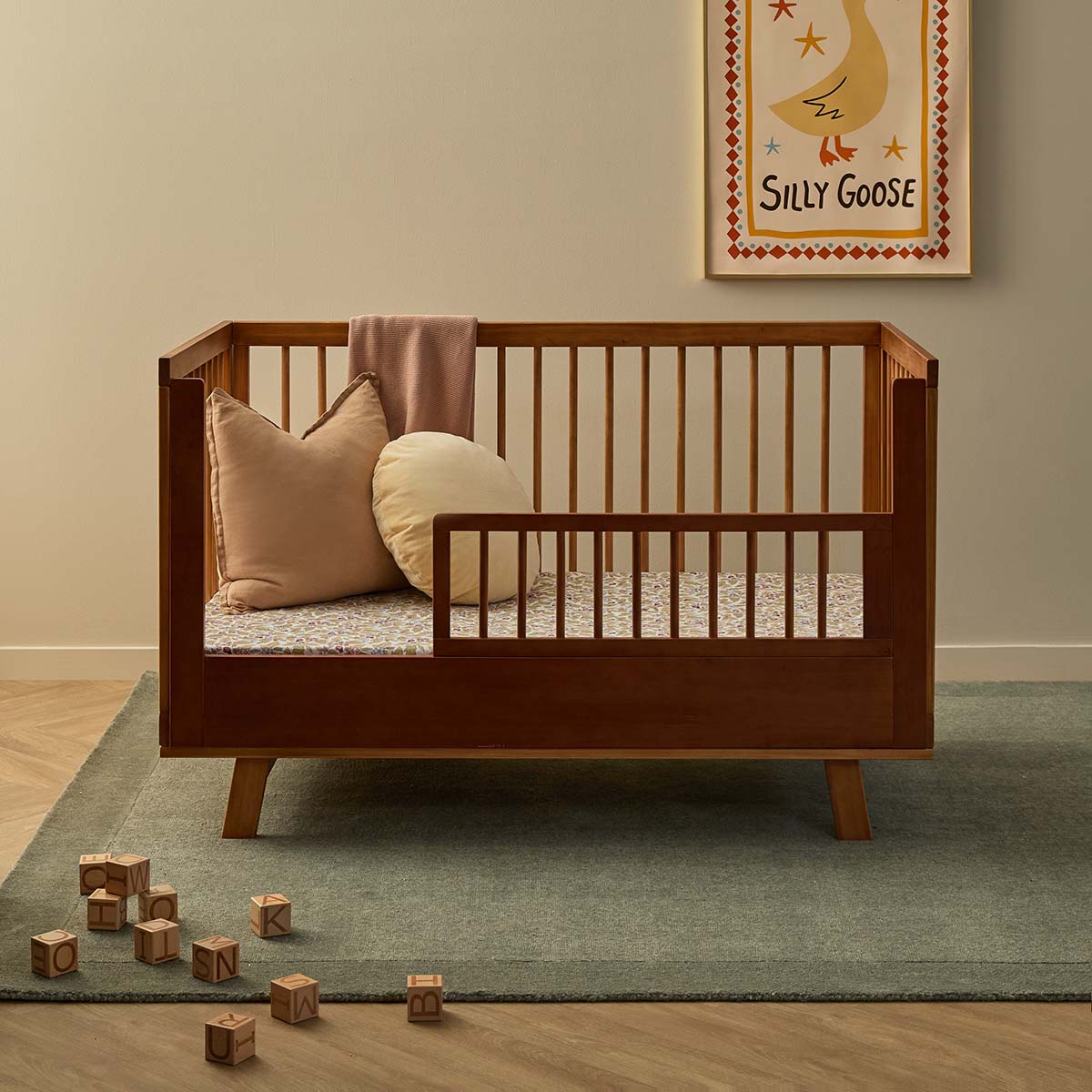 Aspen Cot Toddler Bed Half Frame - Hazelnut - Mocka New Zealand