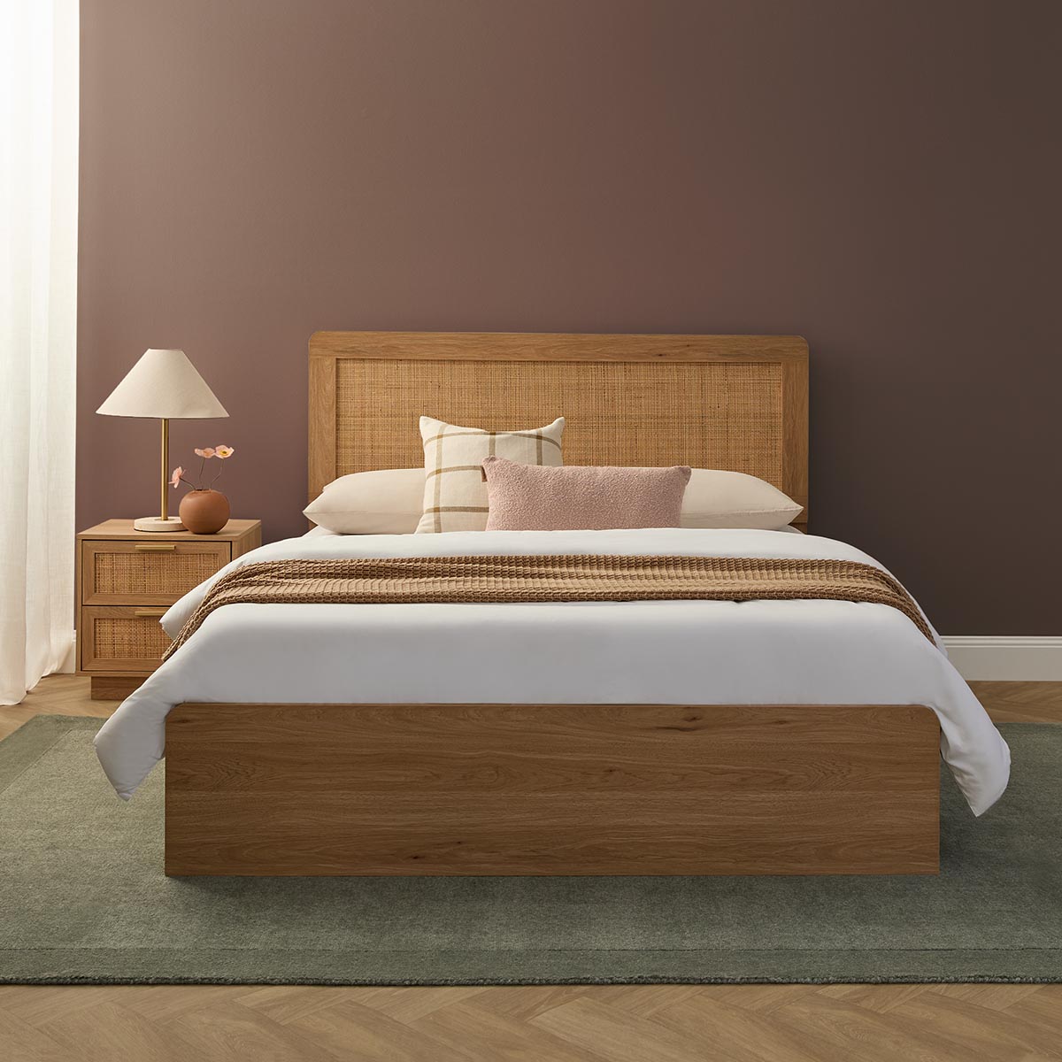 Noosa Rattan Queen Bed - Natural - Mocka New Zealand