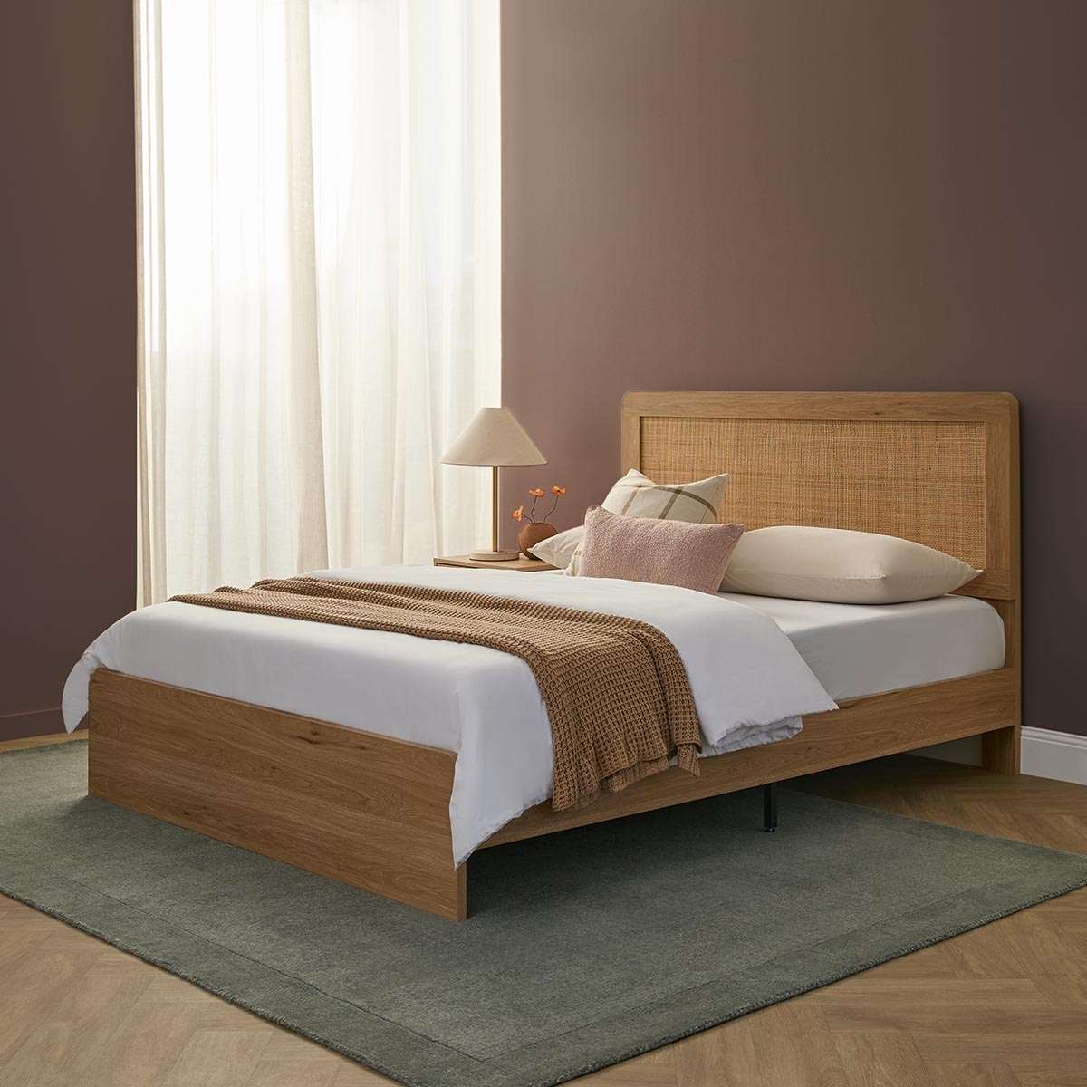 Noosa Rattan Queen Bed - Natural - Mocka New Zealand
