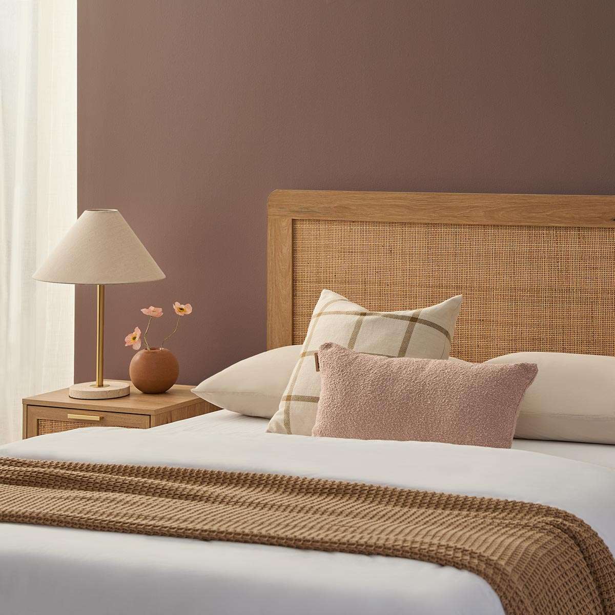 Noosa Rattan Queen Bed - Natural - Mocka New Zealand