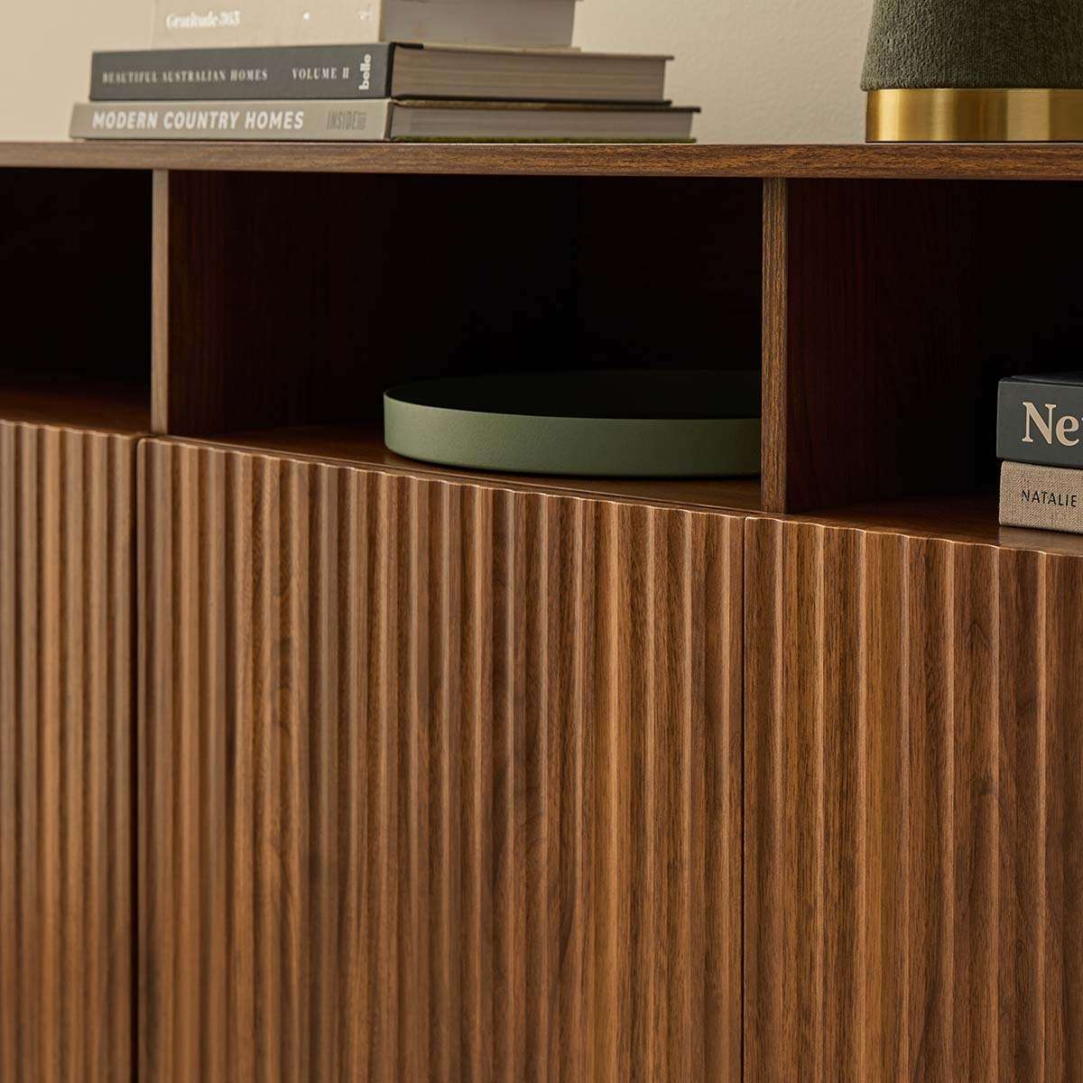 Deven Ball Feet Storage Console Table - Walnut - Mocka New Zealand