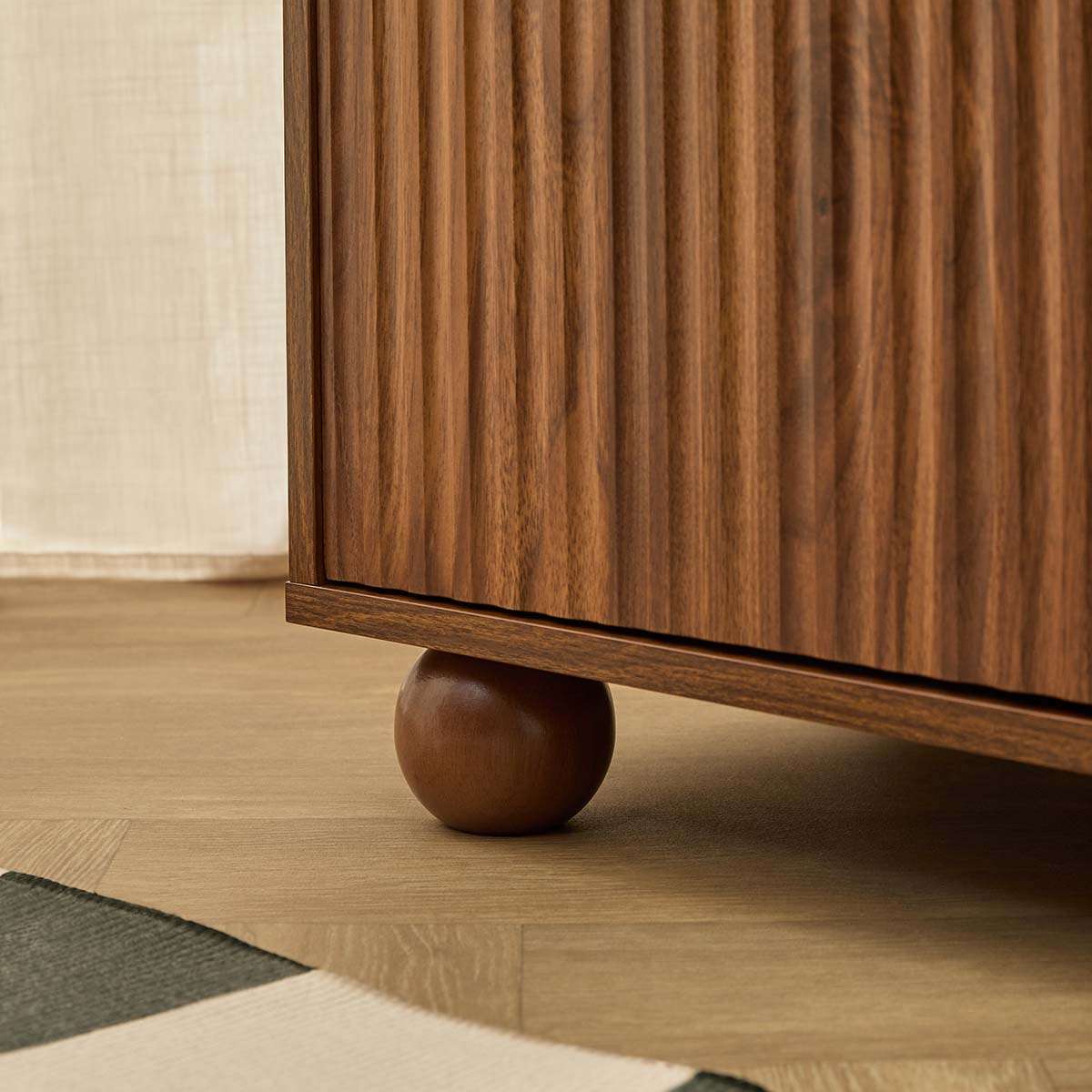 Deven Ball Feet Storage Console Table - Walnut - Mocka New Zealand