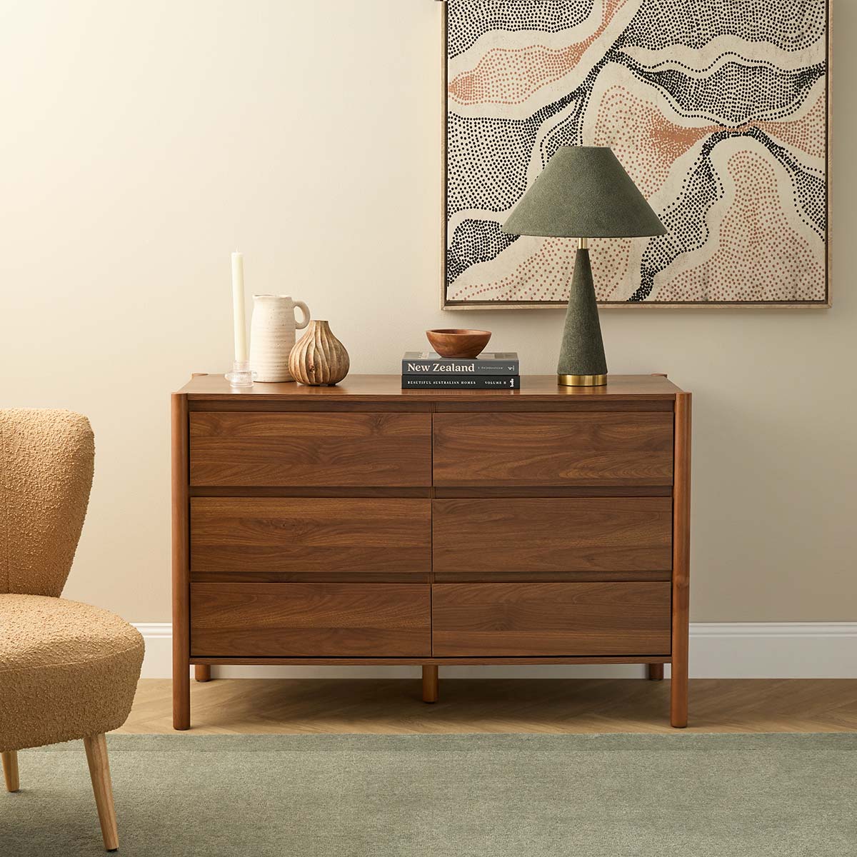Blair Six Drawer - Walnut - Mocka New Zealand