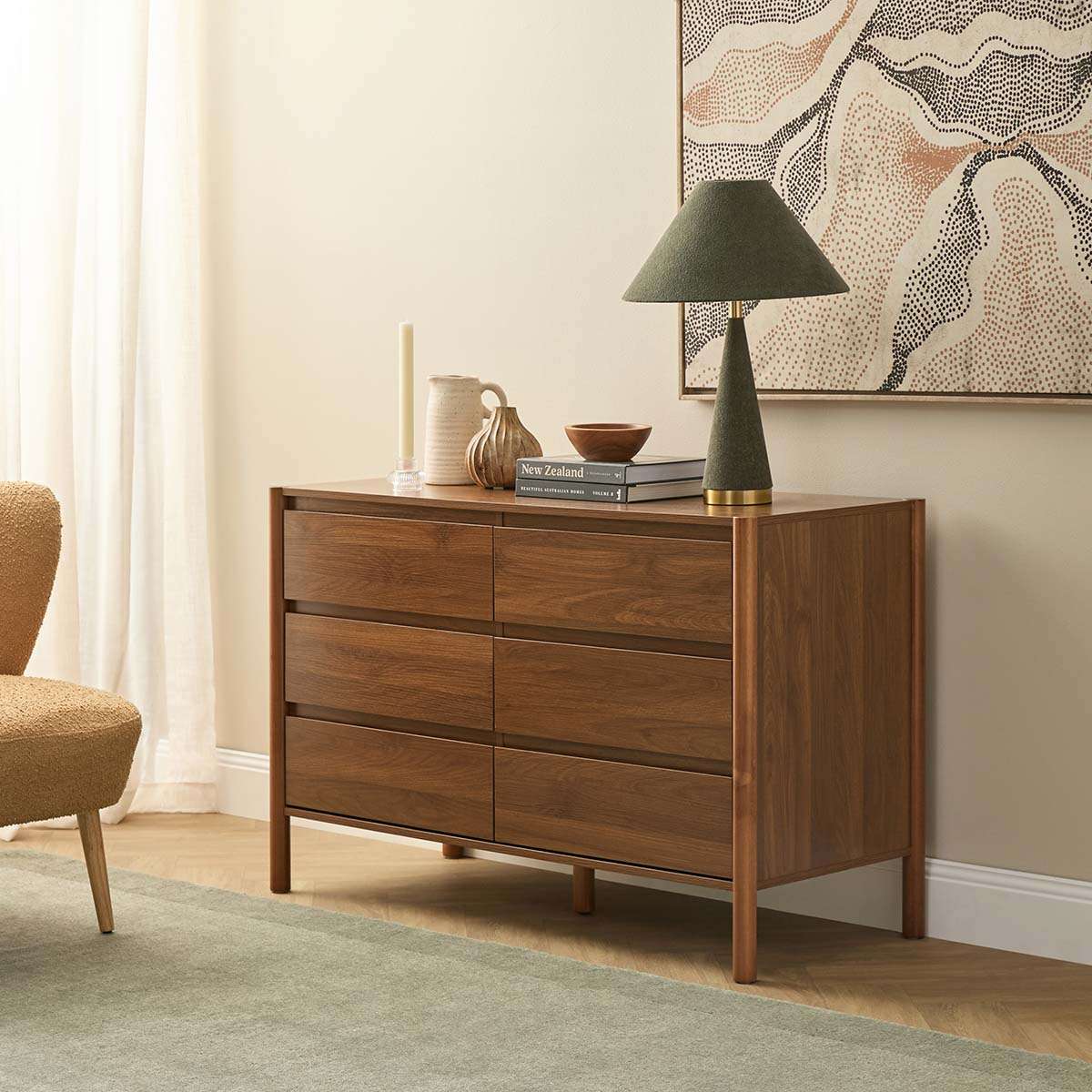 Blair Six Drawer - Walnut - Mocka New Zealand