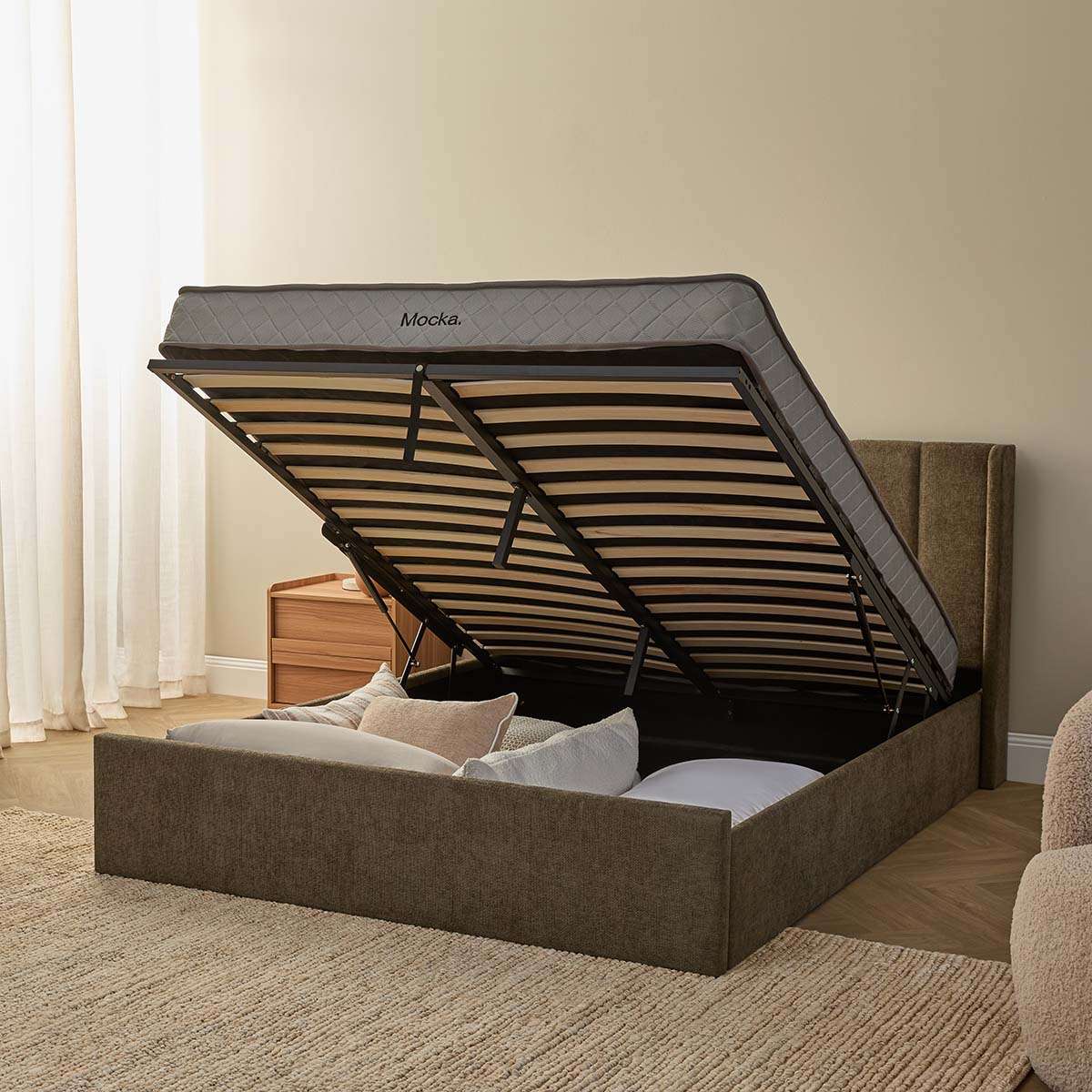Quinn Storage Queen Bed - Dark Green - Mocka New Zealand