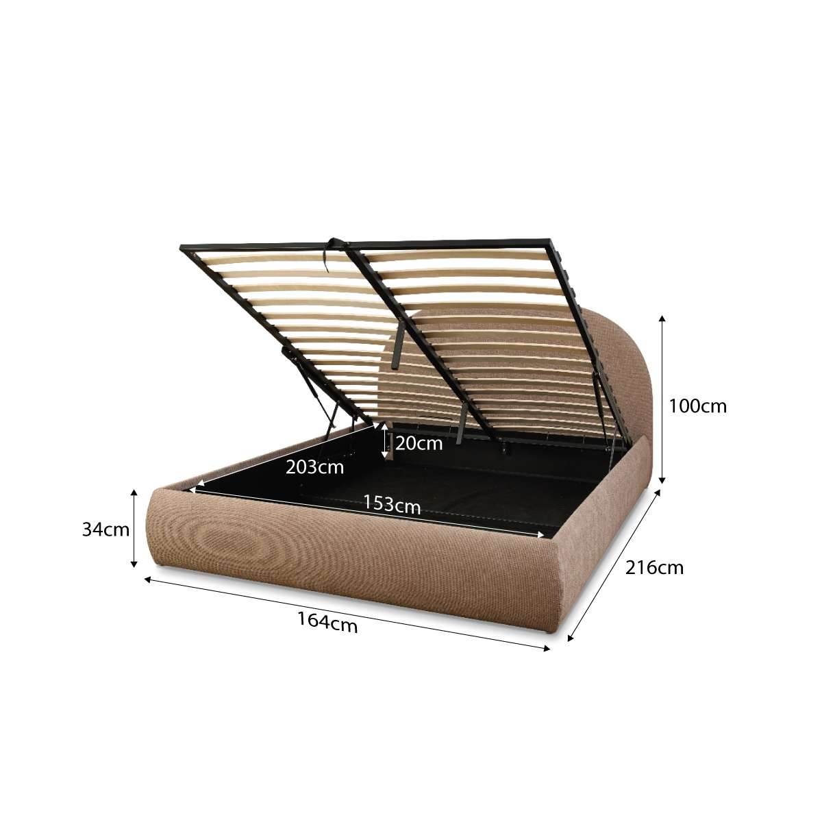 Tanner Storage Queen Bed - Beige - Mocka New Zealand