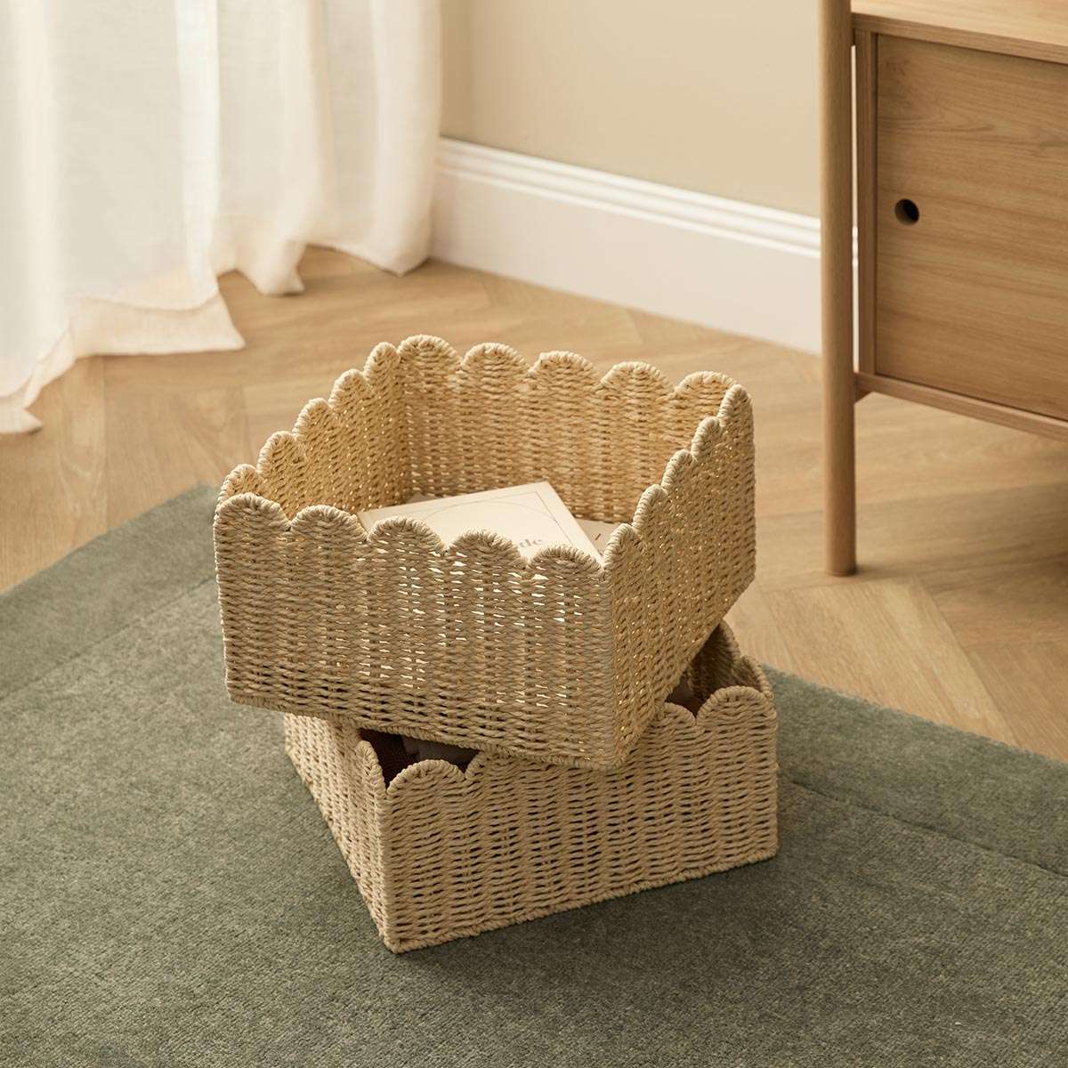 Scalloped Half Cube Baskets - Set of Two - Mocka New Zealand