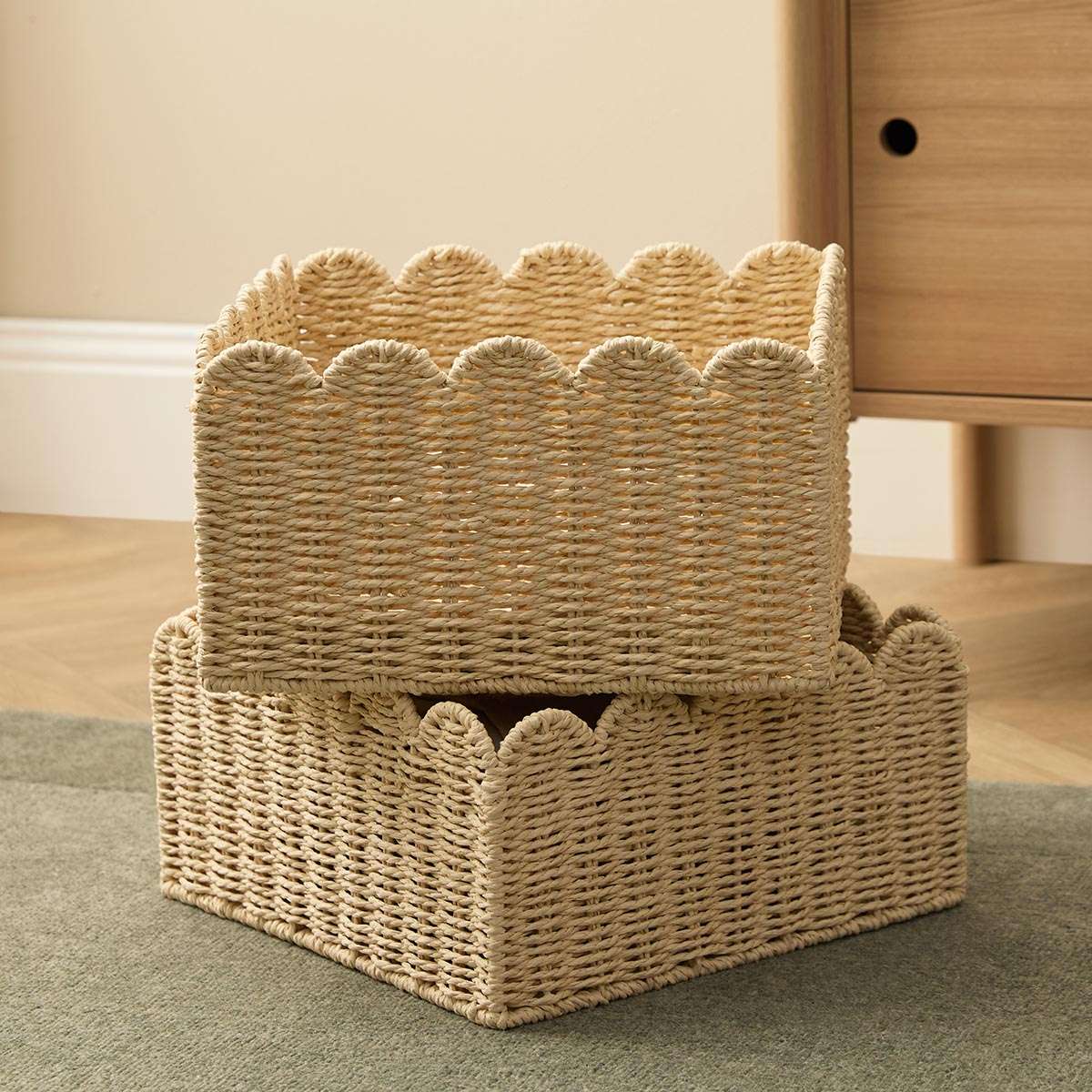 Scalloped Half Cube Baskets - Set of Two - Mocka New Zealand