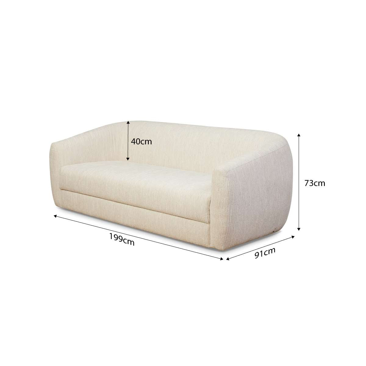 Reign 2.5 Seater Sofa - Cream - Mocka New Zealand
