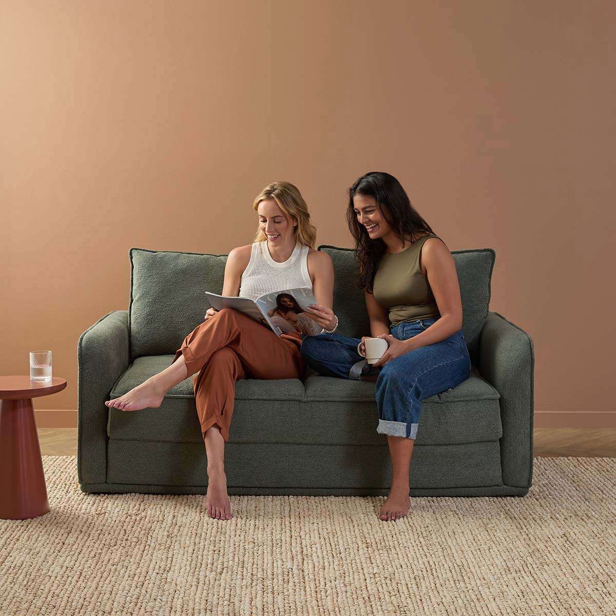 Tobie 2 Seater Sofa Bed - Dark Green - Mocka New Zealand