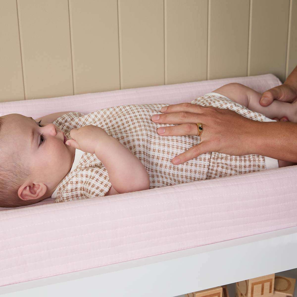 Mocka Cotton Change Mat Cover - Blush Pink - Mocka New Zealand