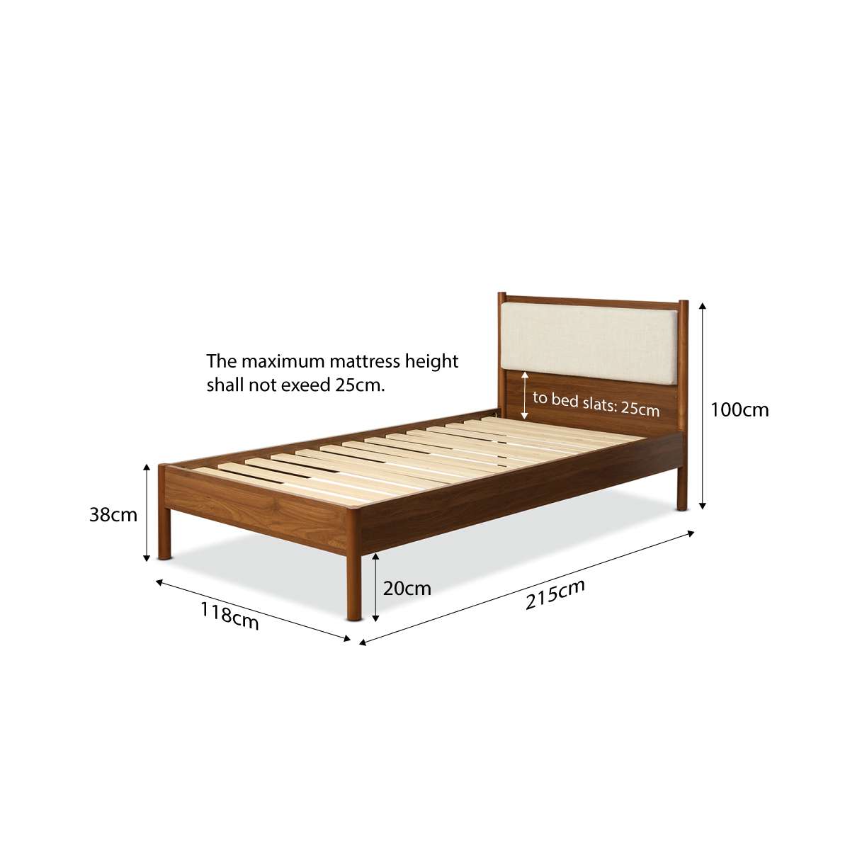 Blair King Single Bed - Walnut