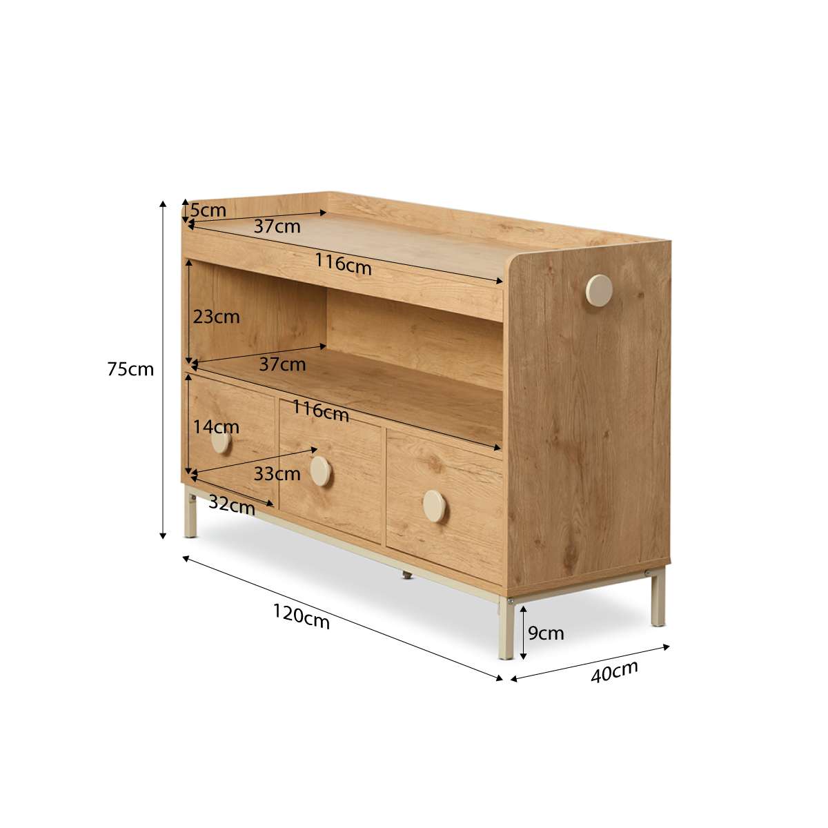 Spotty Book Storage with Toy Drawer Organiser - Cream - Mocka New Zealand