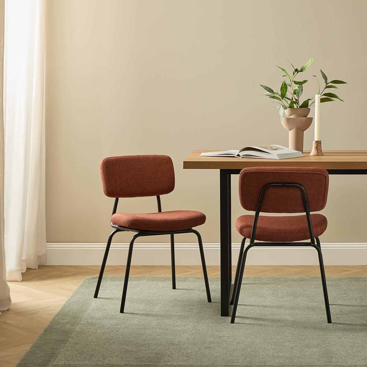 Albert Dining Chair - Set of Two - Rust - Mocka New Zealand