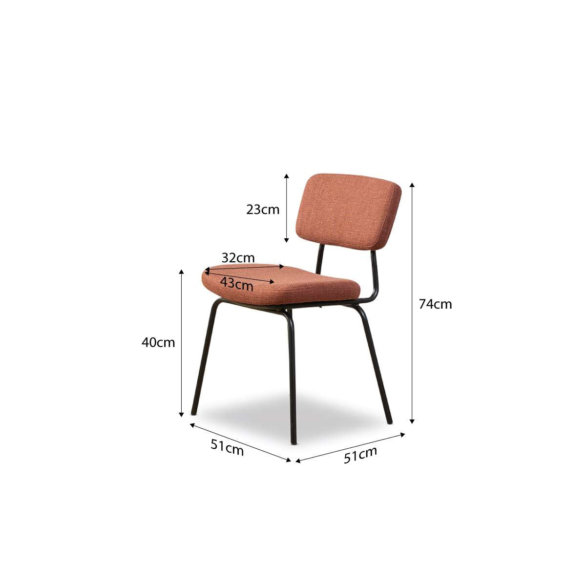 Albert Dining Chair - Set of Two - Rust - Mocka New Zealand