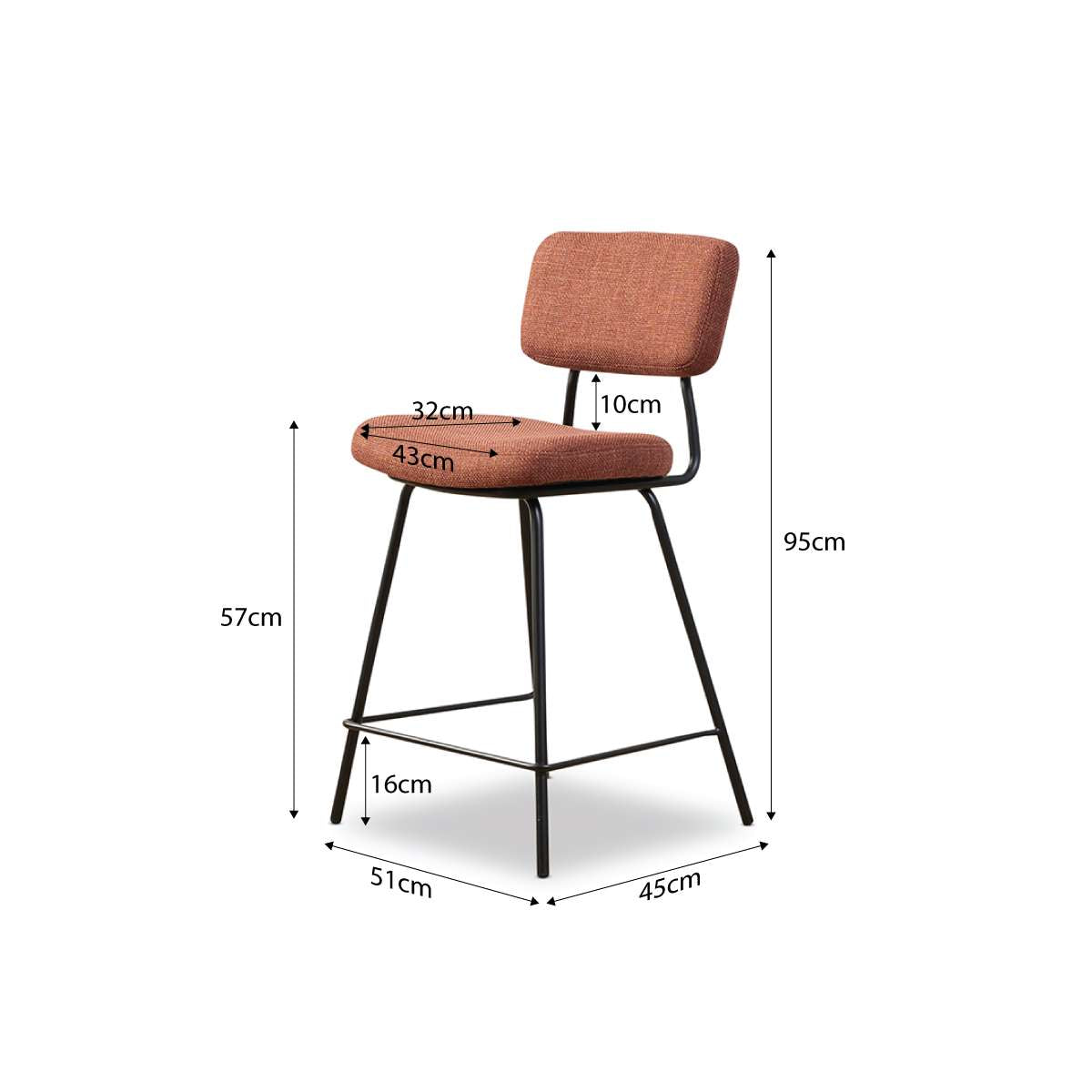Albert Bar Stool - Rust - Mocka New Zealand