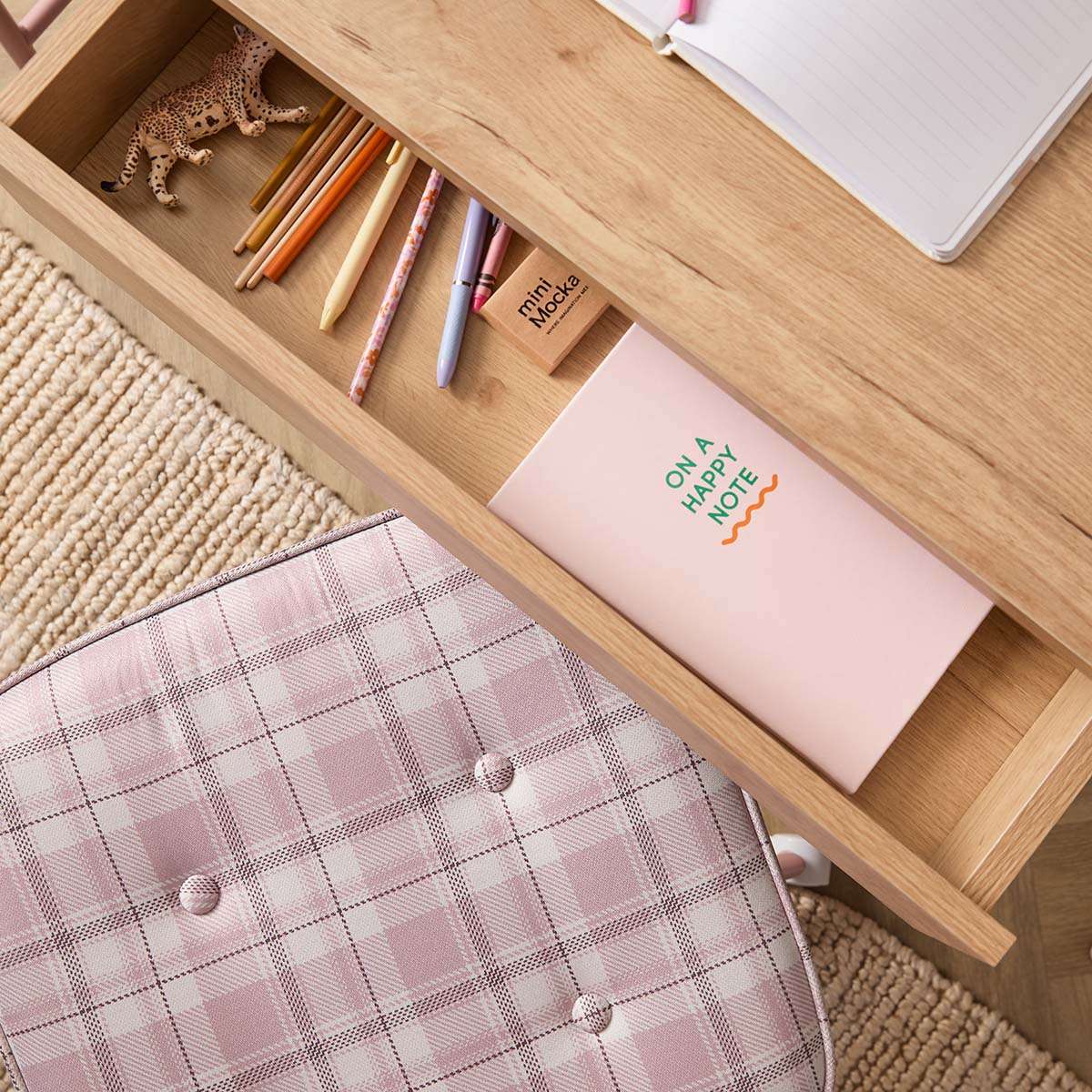 Grover Desk with Hooks - Pink/Natural - Mocka New Zealand