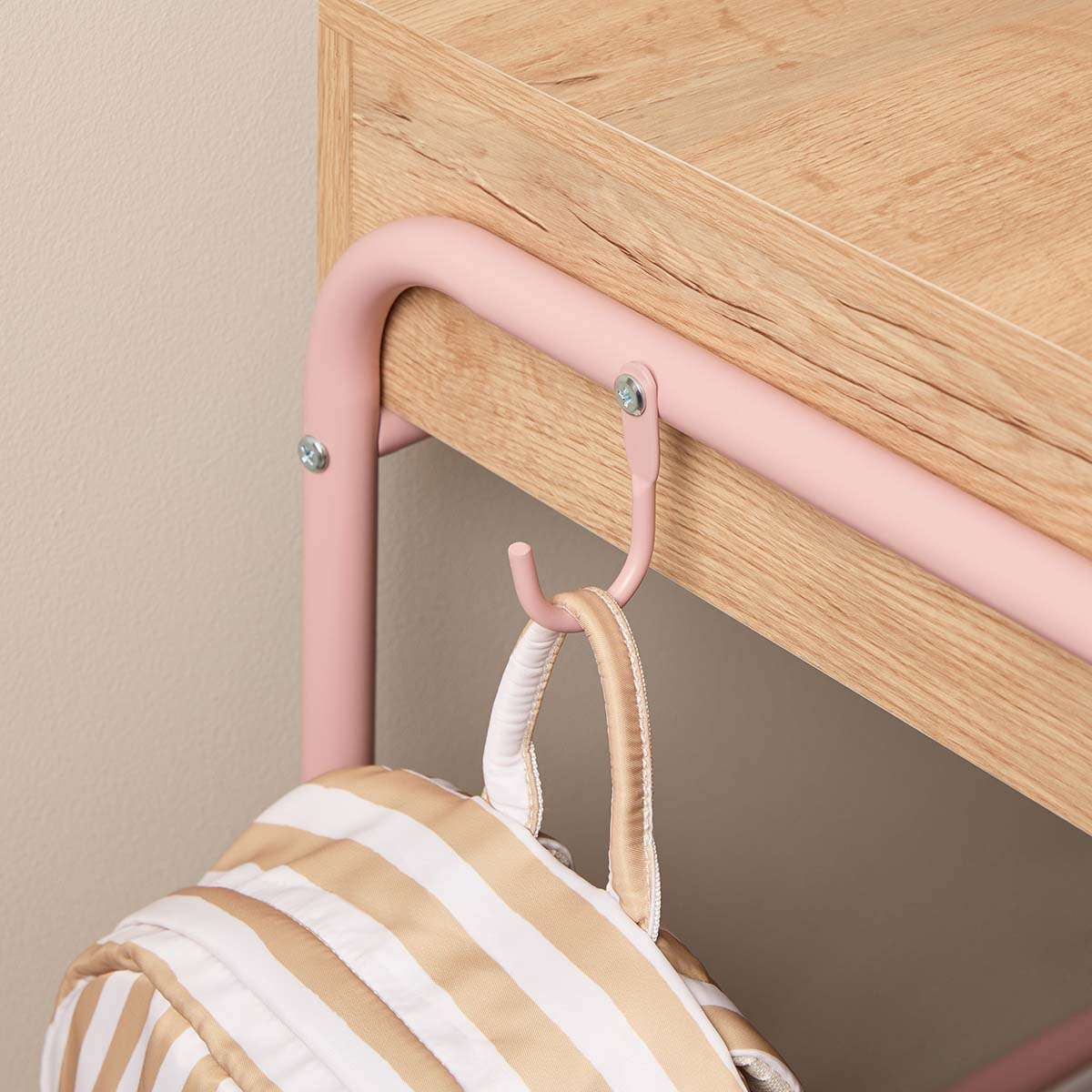 Grover Desk with Hooks - Pink/Natural - Mocka New Zealand