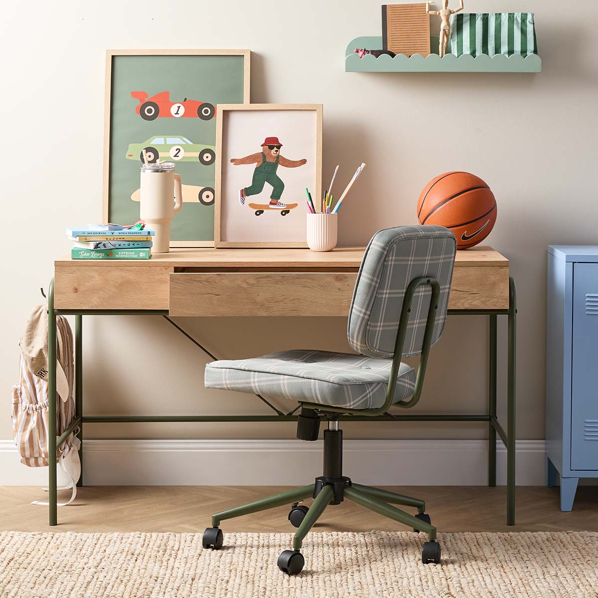 Grover Desk with Hooks - Khaki/Natural - Mocka New Zealand