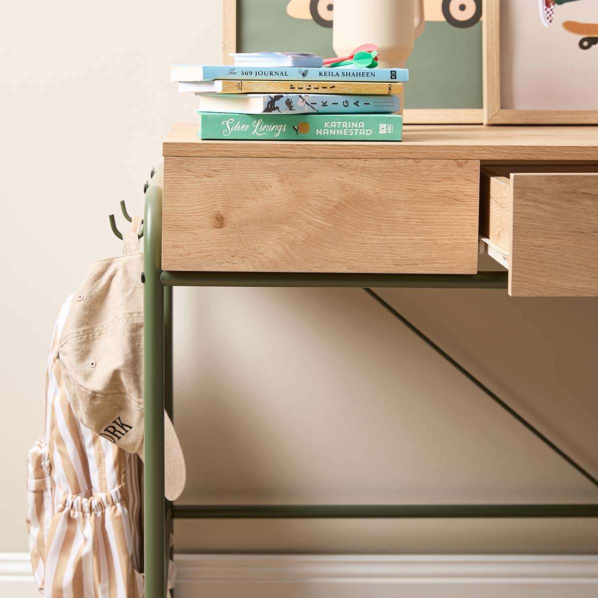 Grover Desk with Hooks - Khaki/Natural - Mocka New Zealand