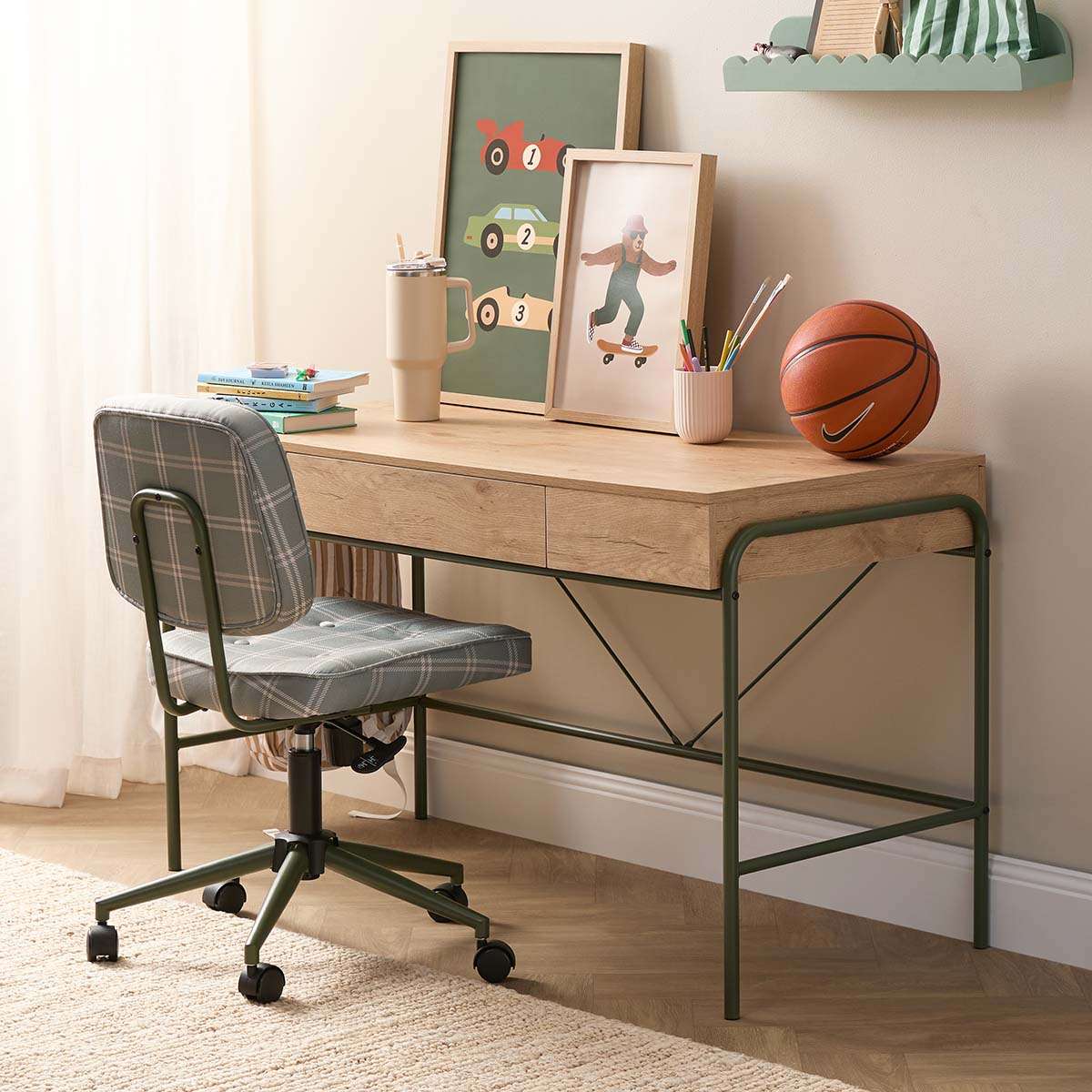 Grover Desk with Hooks - Khaki/Natural - Mocka New Zealand