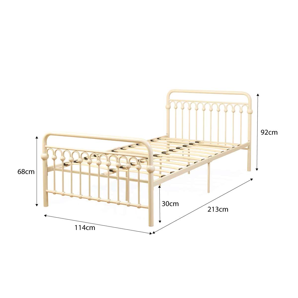 Classic Cottage Bed - King Single - Cream - Mocka New Zealand