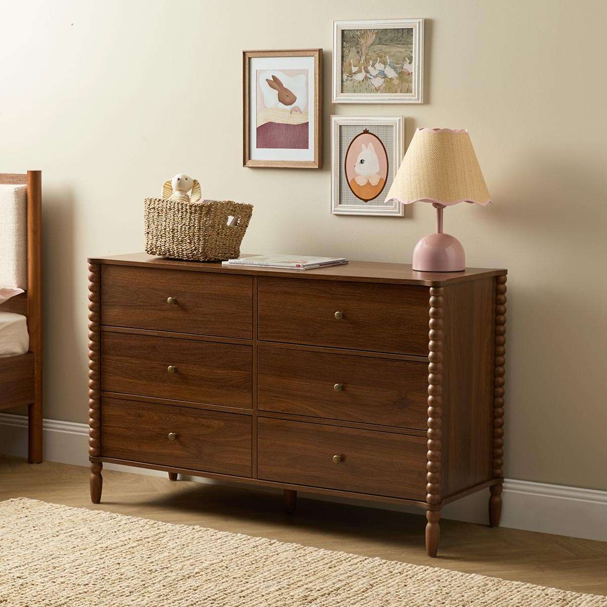 Betti Bobbin Six Drawer - Walnut - Mocka New Zealand