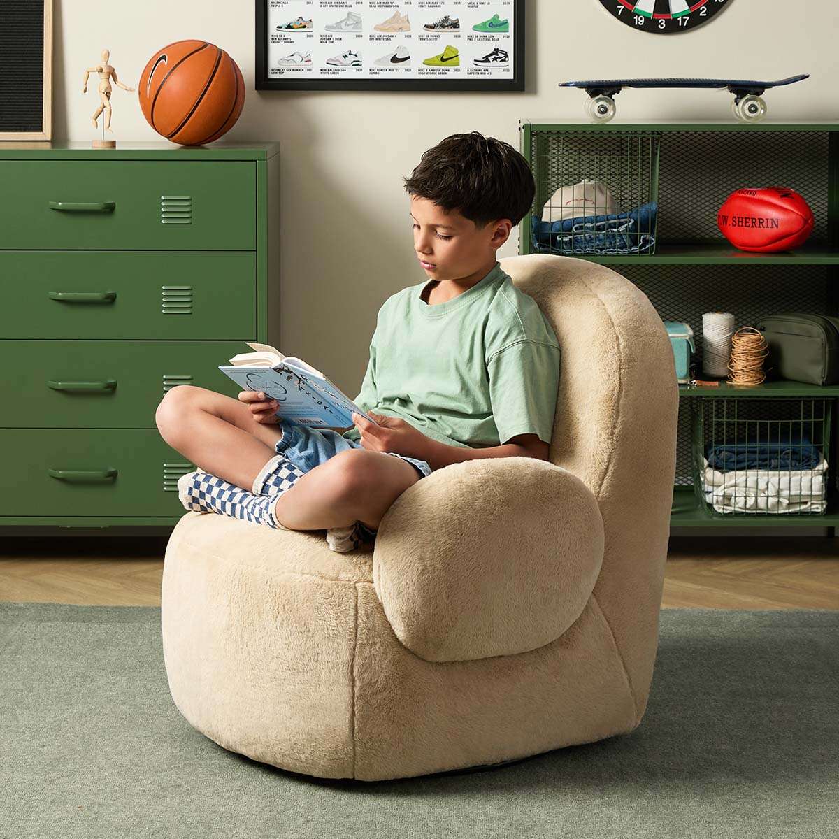 Teddy Bear Swivel Chair - Cream - Mocka New Zealand