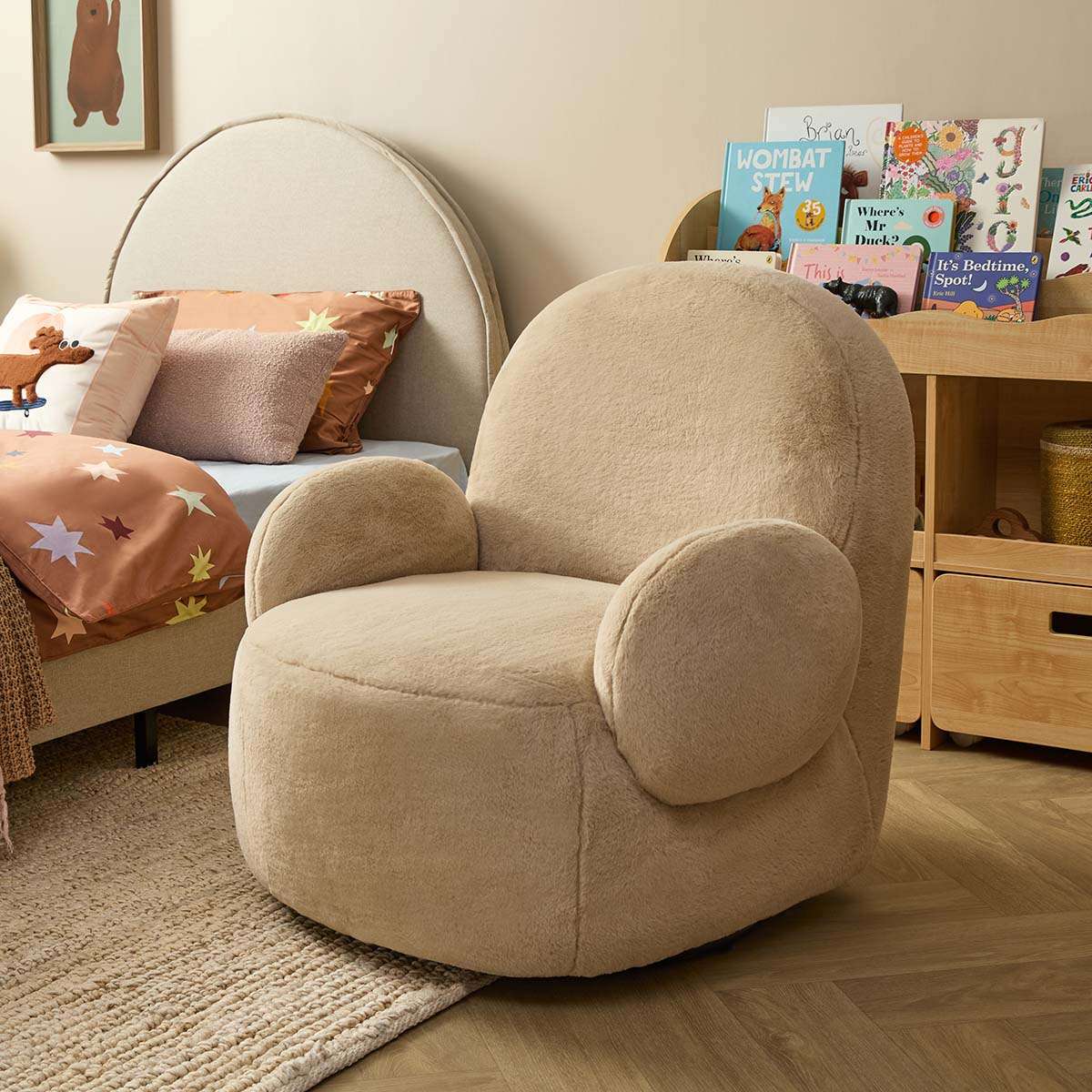 Teddy Bear Swivel Chair - Cream