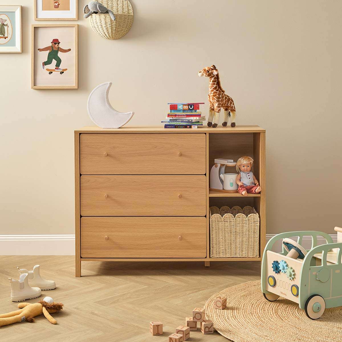 Ollie Change Table With Removable Top - Natural - Mocka New Zealand