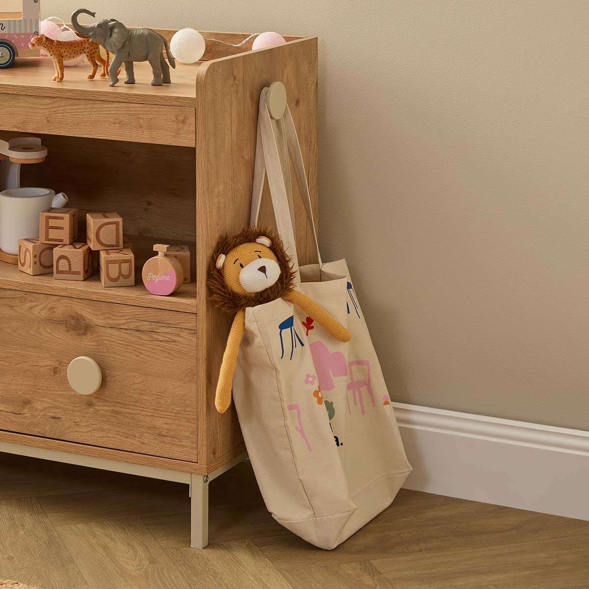 Spotty Book Storage with Toy Drawer Organiser - Cream - Mocka New Zealand