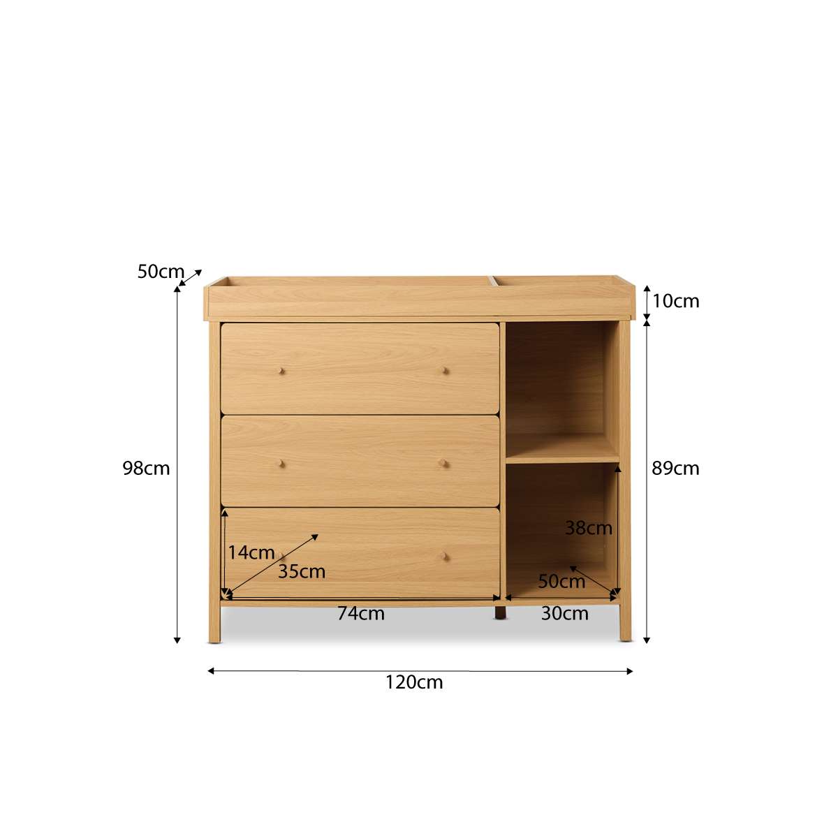 Ollie Change Table With Removable Top - Natural - Mocka New Zealand