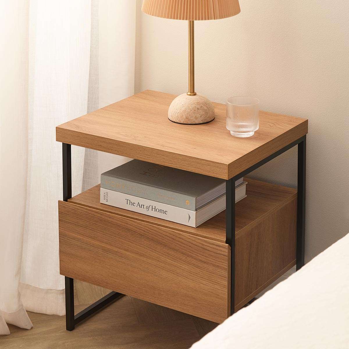 Carter Bedside Table - Natural/Black - Mocka New Zealand