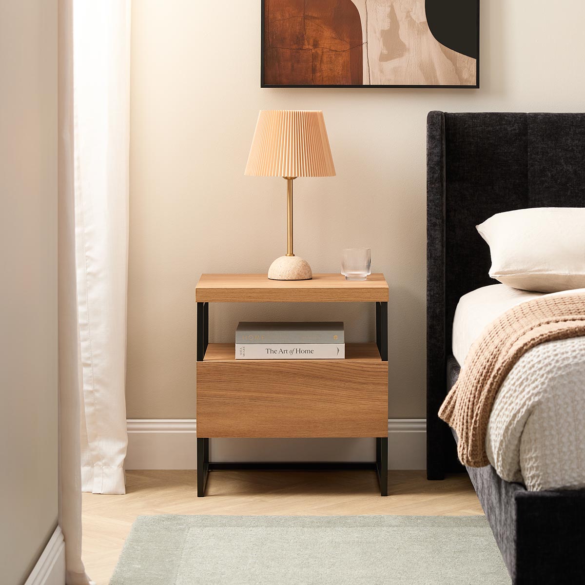 Carter Bedside Table - Natural/Black - Mocka New Zealand