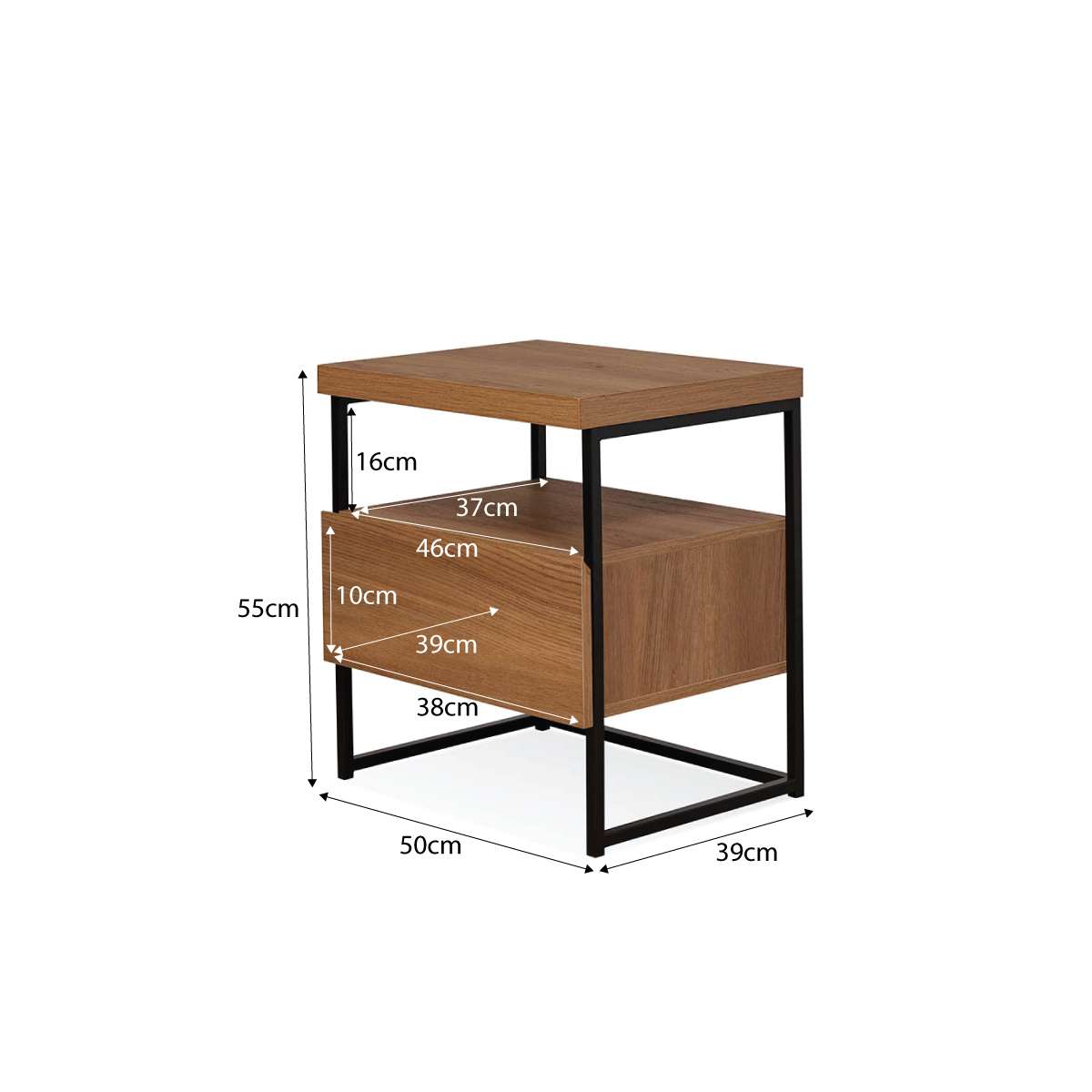 Carter Bedside Table - Natural/Black