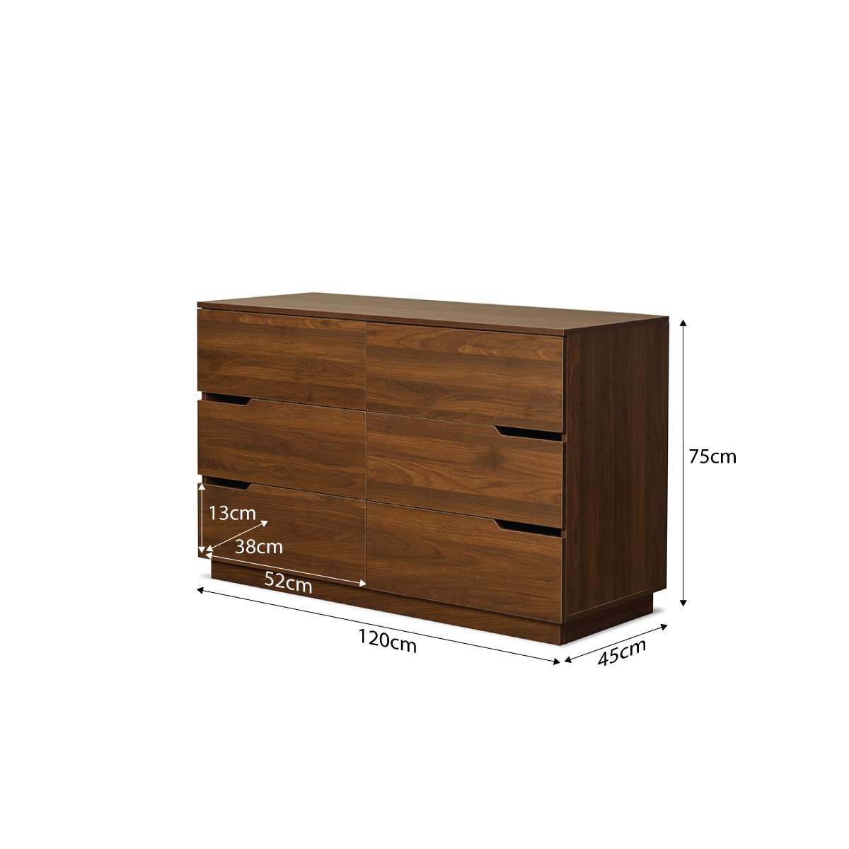 Zack Six Drawer - Walnut - Mocka New Zealand