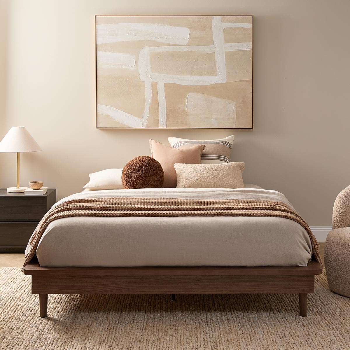 Queen Bed Base - Walnut - Mocka New Zealand