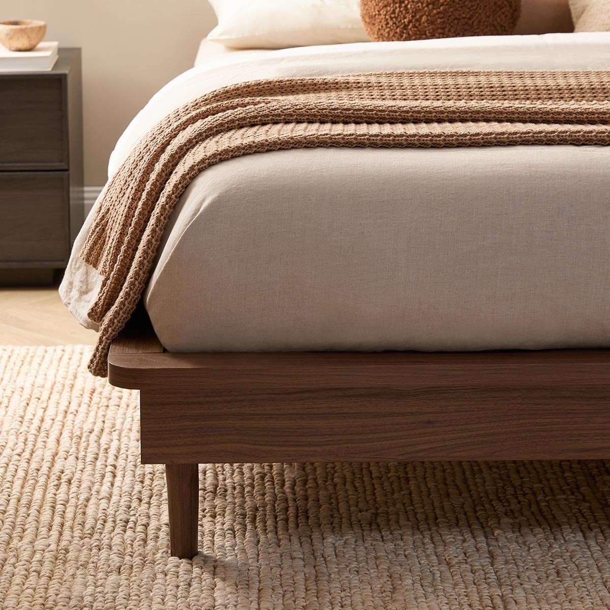 Queen Bed Base - Walnut - Mocka New Zealand