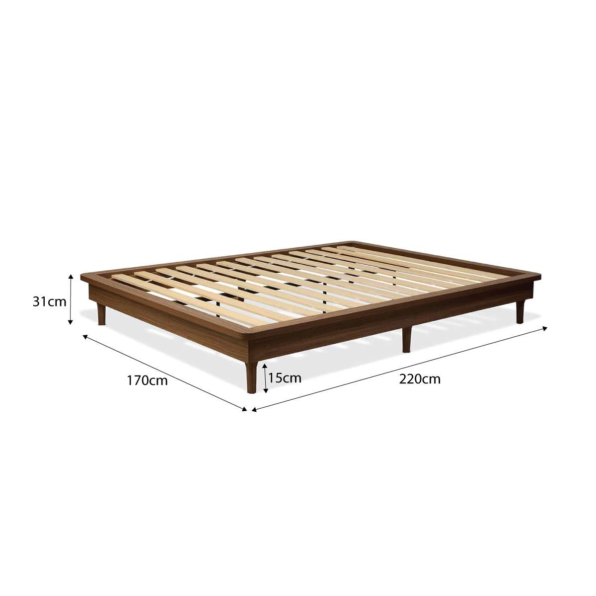 Queen Bed Base - Walnut - Mocka New Zealand