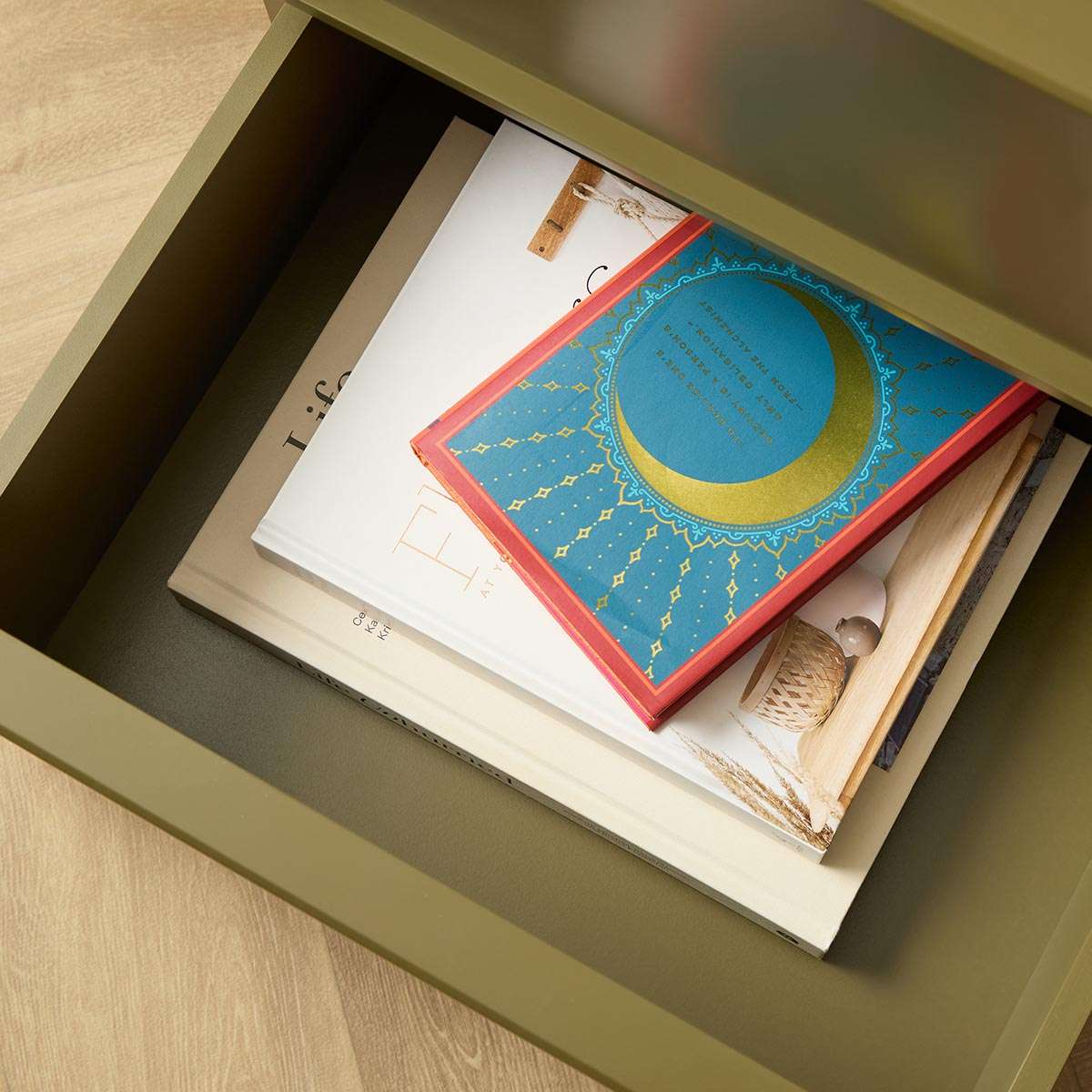 Osaka Bedside Table - Olive - Mocka New Zealand