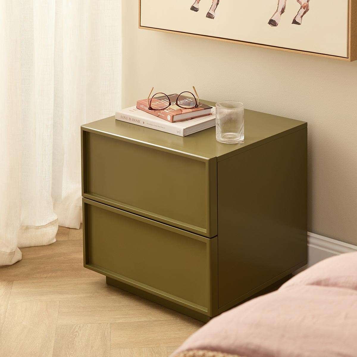 Osaka Bedside Table - Olive - Mocka New Zealand