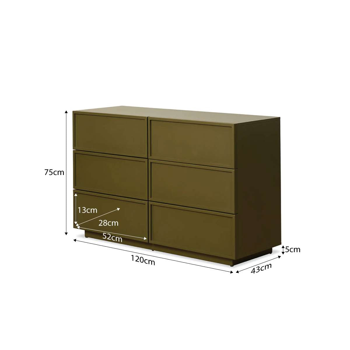 Osaka Six Drawer - Olive - Mocka New Zealand