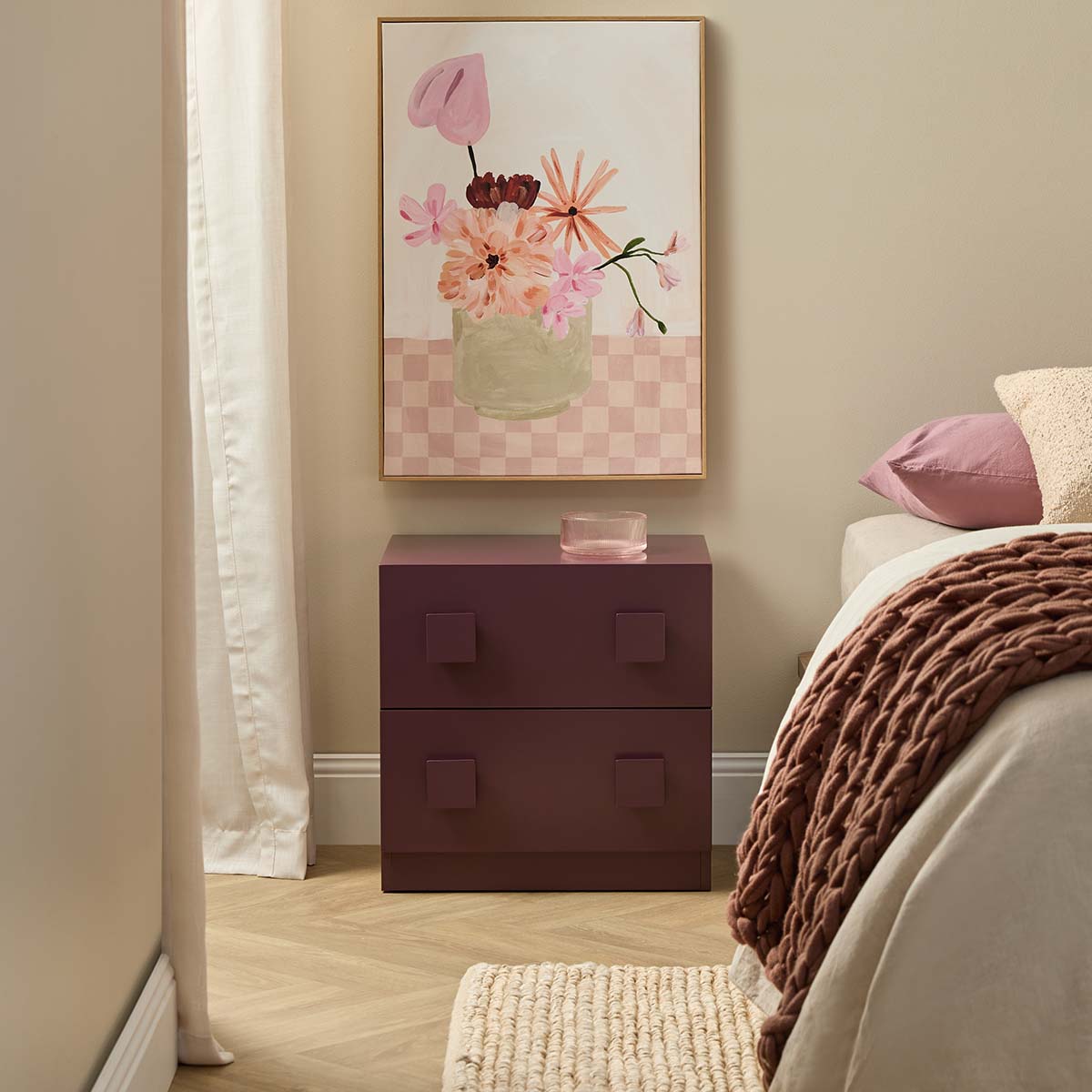 Kei Bedside Table - Plum - Mocka New Zealand