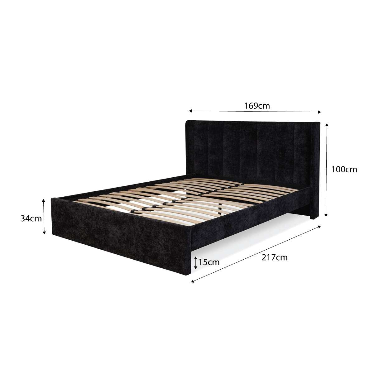Quinn Queen Bed - Black - Mocka New Zealand