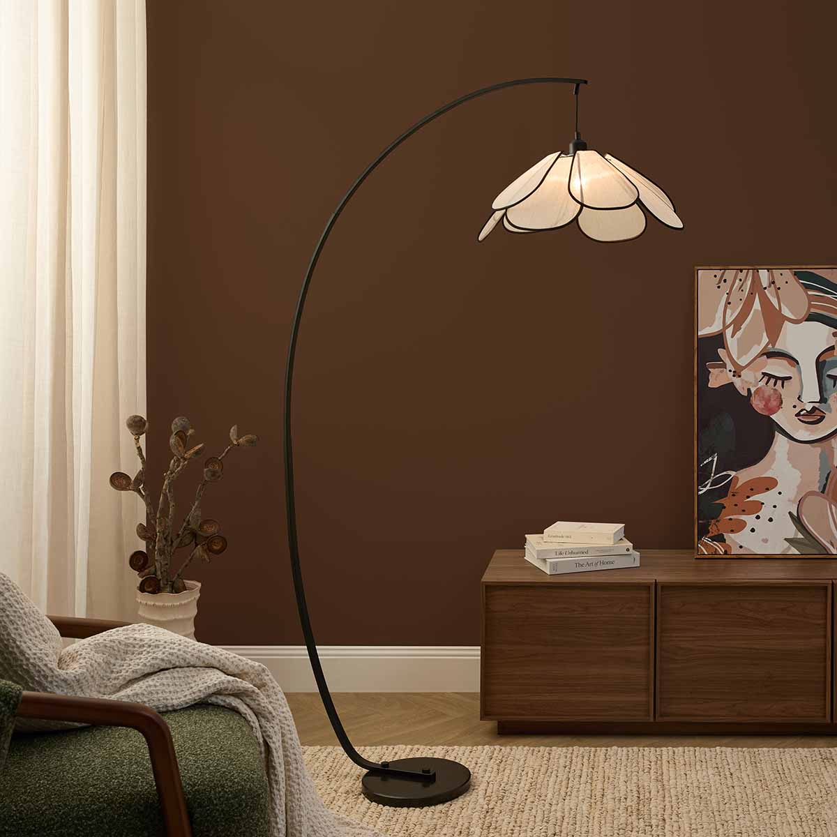 Petal Arched Marble Base Floor Lamp