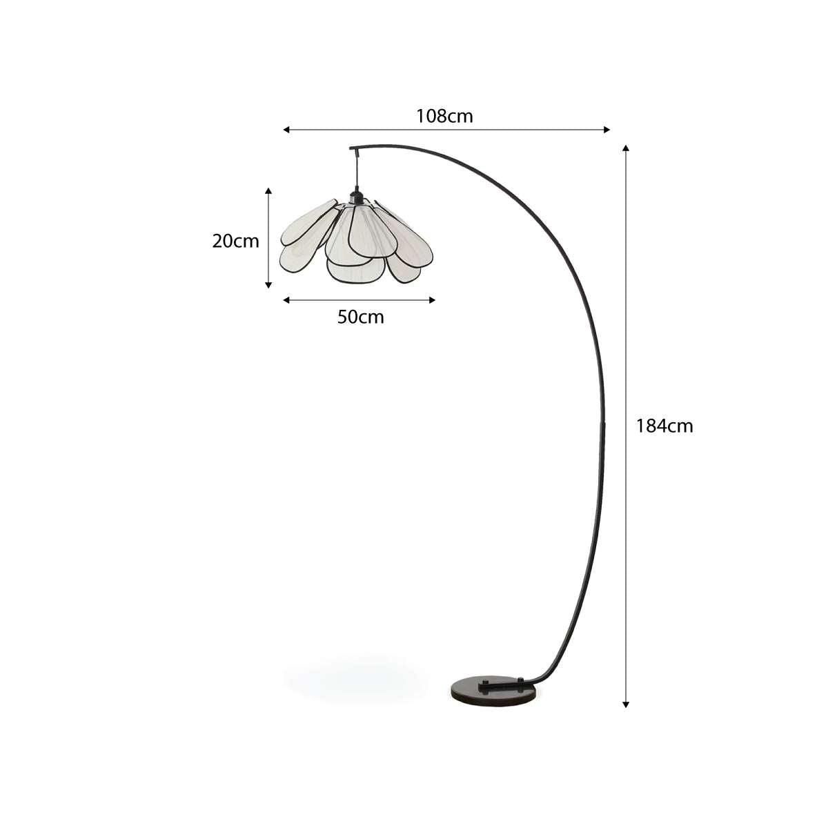 Petal Arched Marble Base Floor Lamp