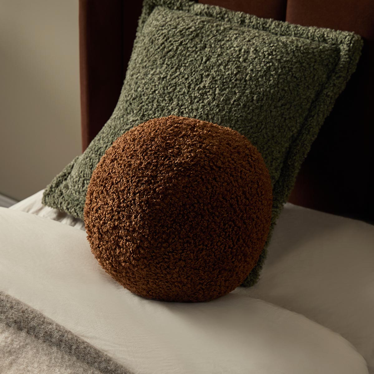 Frankie Sherpa Ball Cushion - Chocolate - Mocka New Zealand