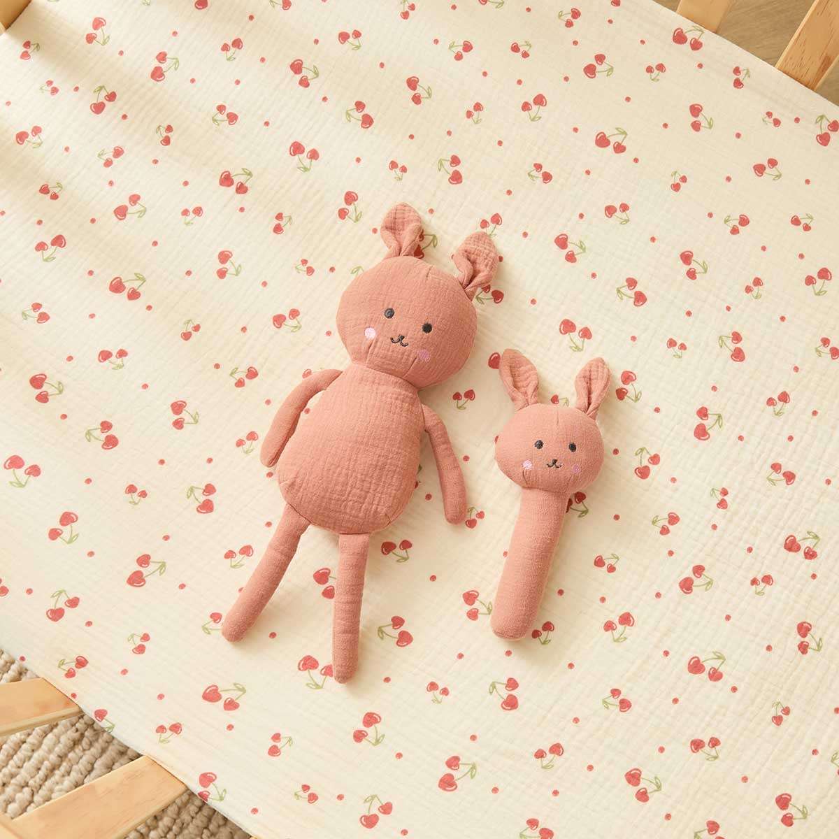 Soft Cotton Bunny Rattle - Mocka New Zealand