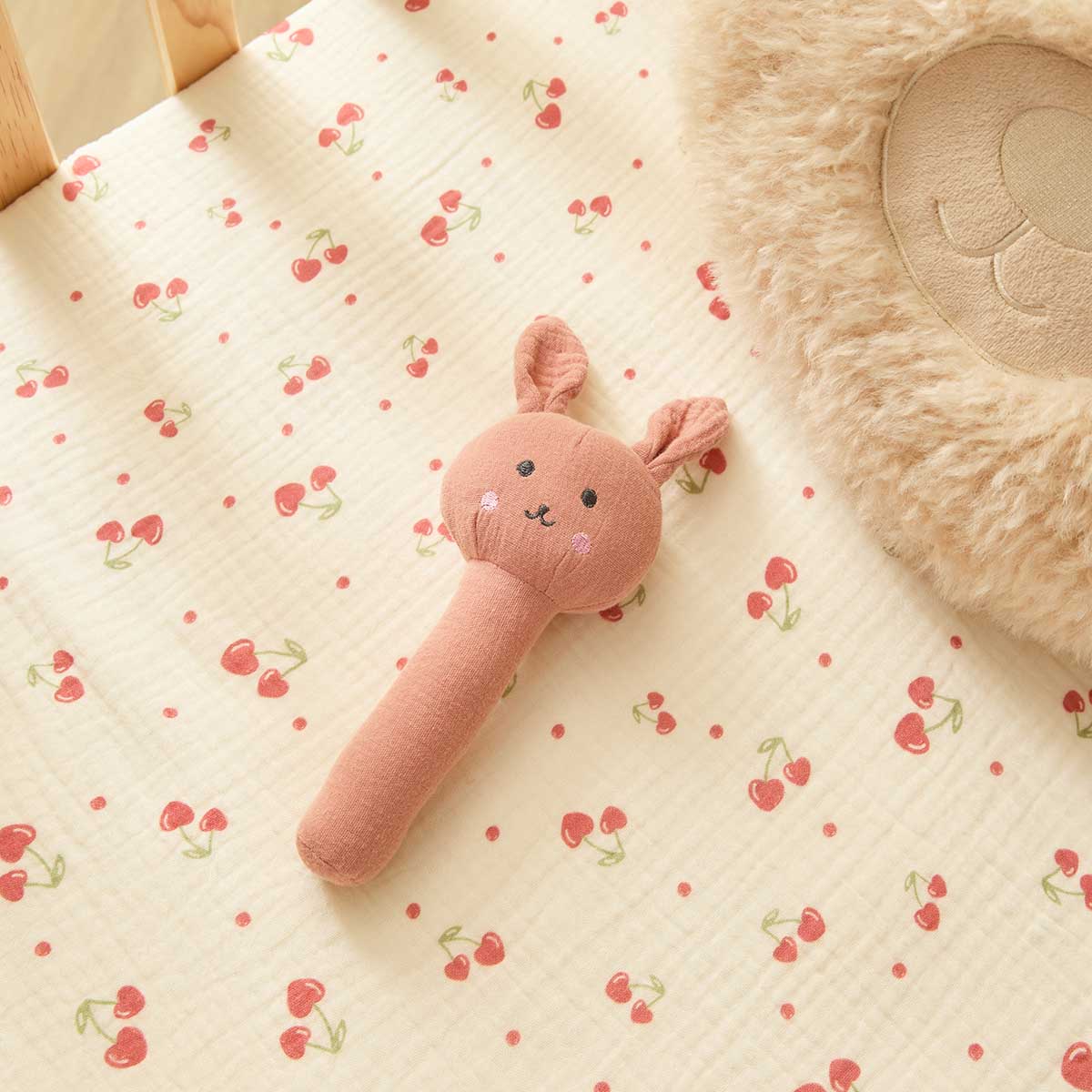 Soft Cotton Bunny Rattle - Mocka New Zealand